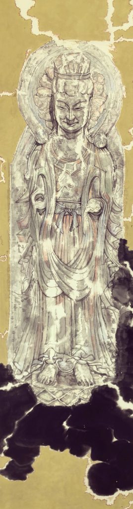 水墨石刻-佛古氤氲·2 ║ 50cm×180cm ║ 纸本设色 ║ 2024年