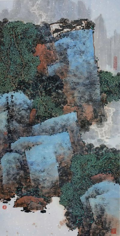 云壑飞瀑 136cm×68cm