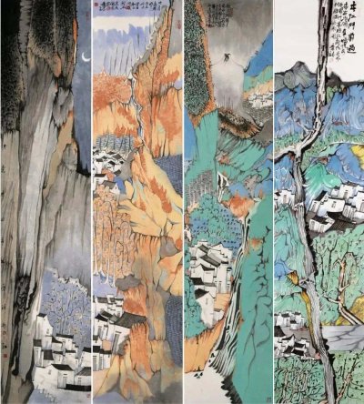皖山如歌 180×40cm×4