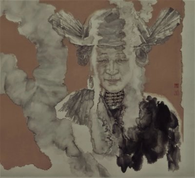 《眸·彝族之二》 68x68cm