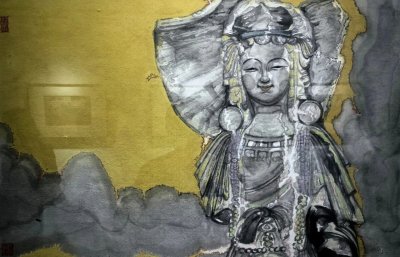 水墨石刻-古韵·2 ║ 50cm×65cm ║ 纸本设色 ║ 2024年
