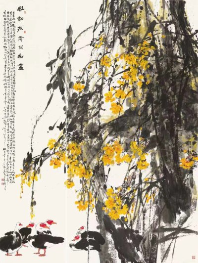 风动摇落一树金 200cmX240cm